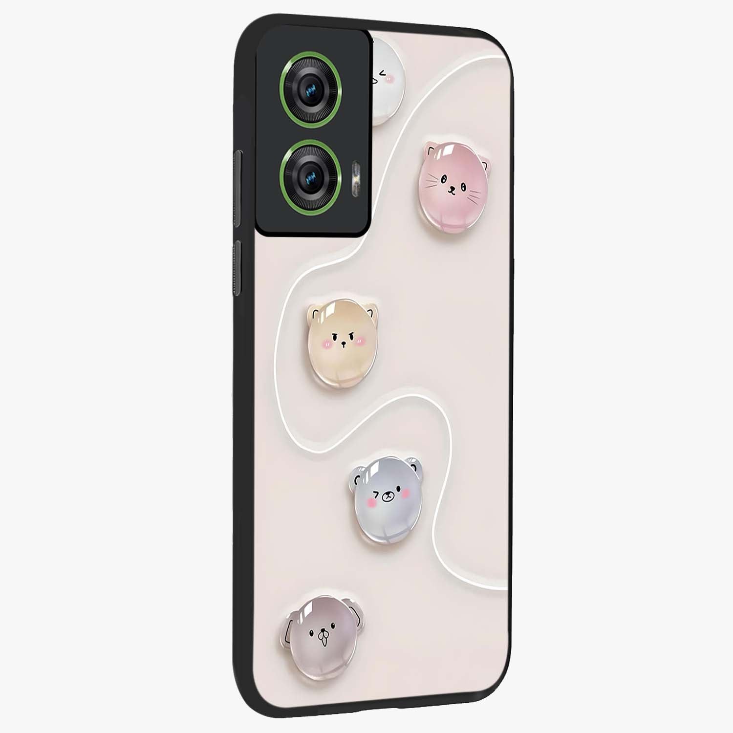 Puffy Face Parade Glass Case upright view showcasing adorable character artwork with cheerful animated theme.