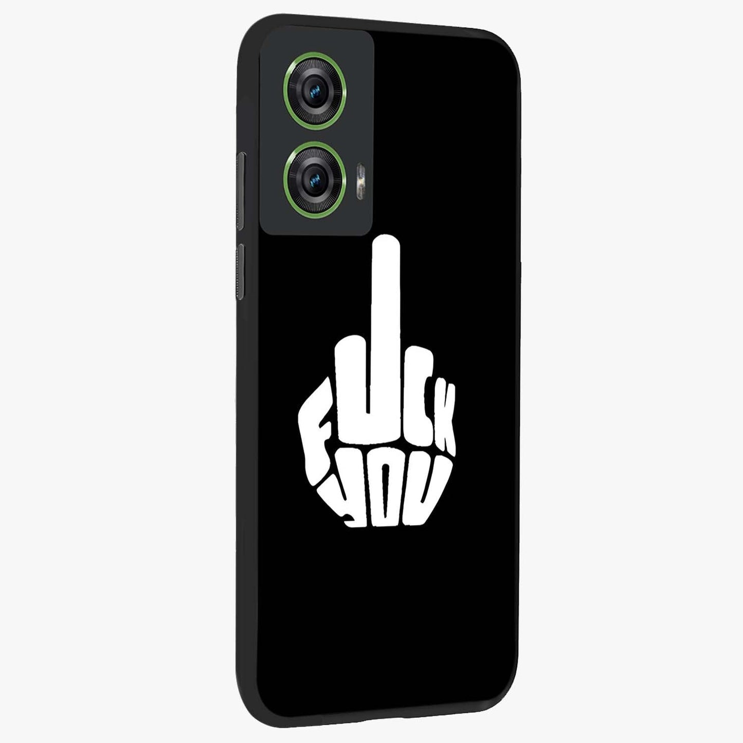 Rebel Mode On Glass Case upright view showcasing striking statement artwork with bold rebellious theme.