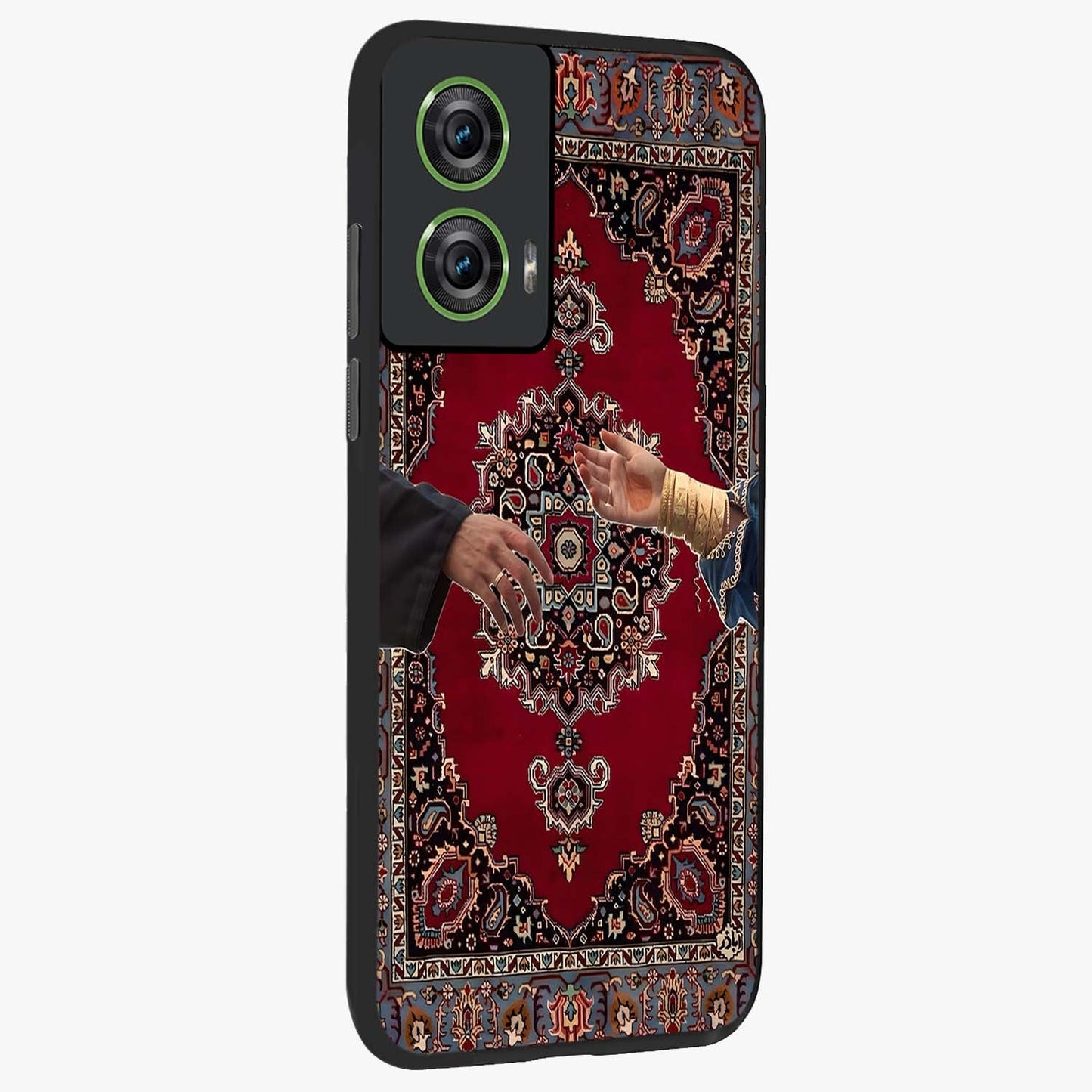 Royal Touch Reach Glass Case upright view showcasing stylish royal inspired artwork with graceful theme.