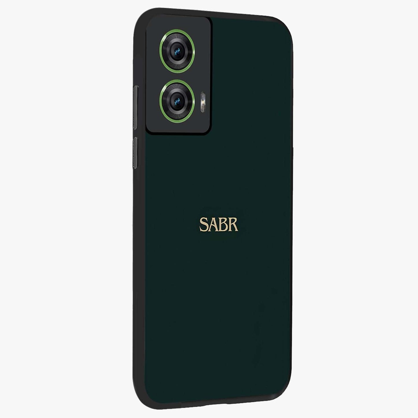 Sabr Minimal Patience Glass Case upright view showcasing calm minimalist artwork with motivational patience theme.