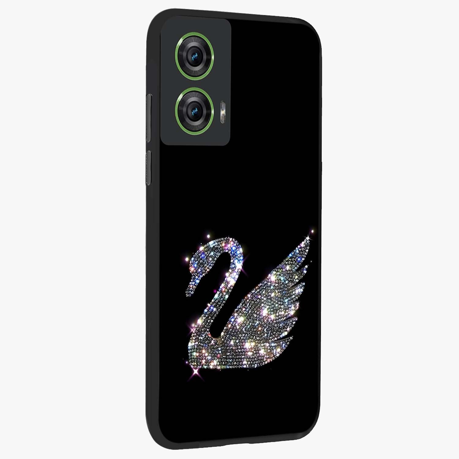 Starlit Swan Grace Glass Case upright view showcasing beautiful swan artwork with peaceful night themed design.