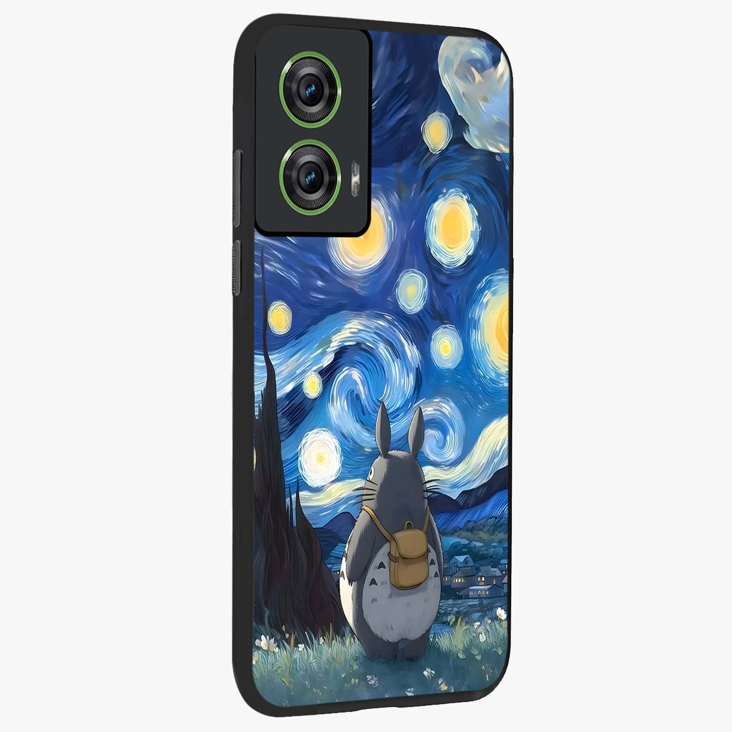 Totoro In Van Gogh Art Glass Case upright view showcasing creative character artwork with painterly artistic theme.