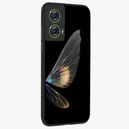 Whispers Of Wings Glass Case upright view showcasing elegant wing artwork with light airy theme.
