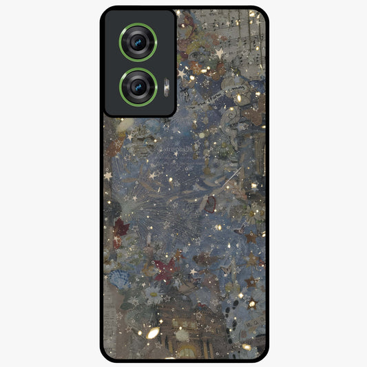 Aesthetic Astrolophia Glass Case showing flat back view with dreamy aesthetic design and glossy glass finish.