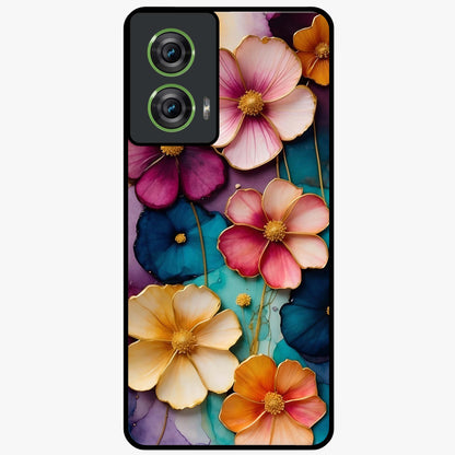 Artlyn Grace Flower Pattern Glass Case showing flat back view with elegant floral pattern artwork and glossy glass finish.