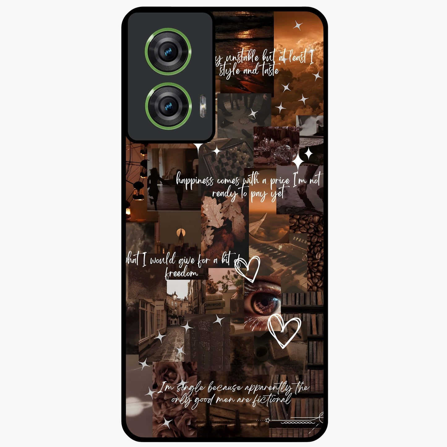 Bittersweet Aesthetic Chaos Glass Case showing flat back view with artistic chaotic aesthetic design and glossy glass finish.