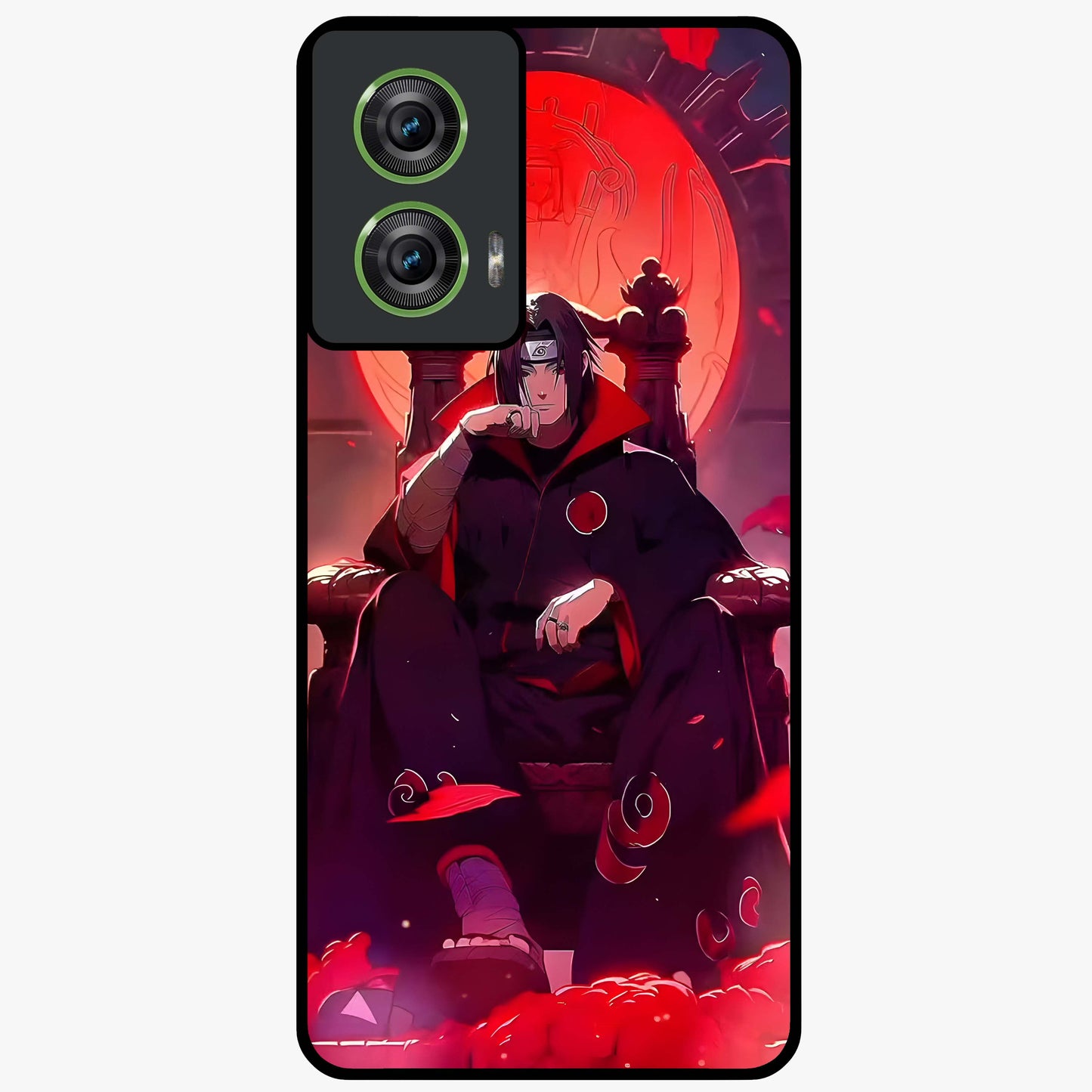 Blood Moon Sovereign Glass Case showing flat back view with mystical blood moon artwork and glossy glass finish.