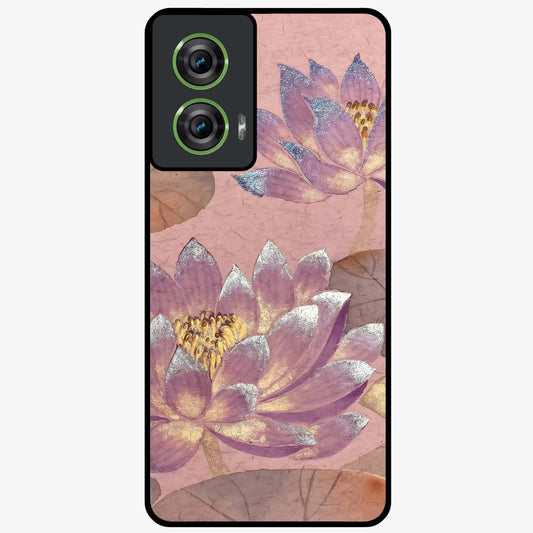 Blossom Mist Lotus Glass Case showing flat back view with serene lotus blossom artwork and glossy glass finish.