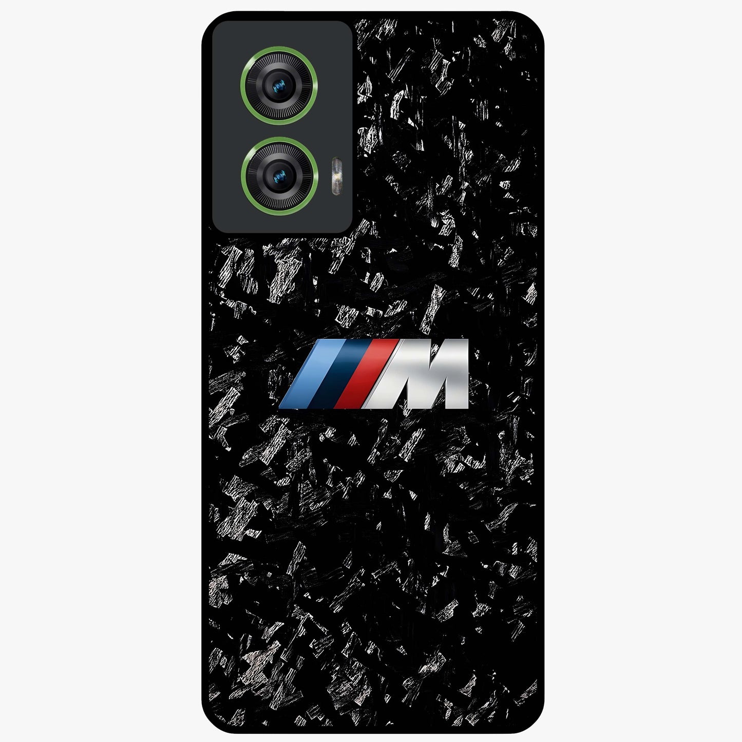 Carbon Speed Mark Glass Case showing flat back view with sporty carbon pattern artwork and glossy glass finish.