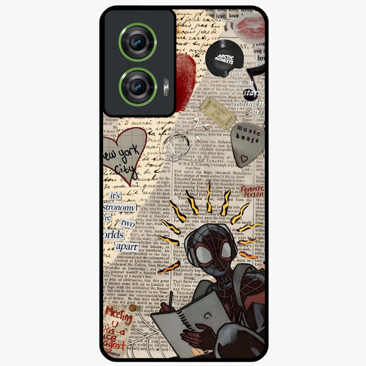 City Dream Sketch Glass Case showing flat back view with artistic city skyline sketch artwork and glossy glass finish.