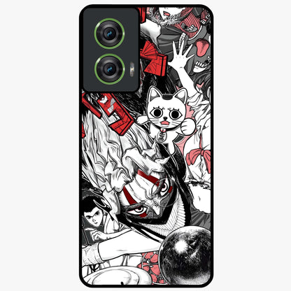 Crimson Chaos Panel Glass Case showing flat back view with bold crimson abstract artwork and glossy glass finish.