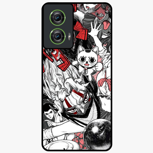 Crimson Chaos Panel Glass Case showing flat back view with bold crimson abstract artwork and glossy glass finish.