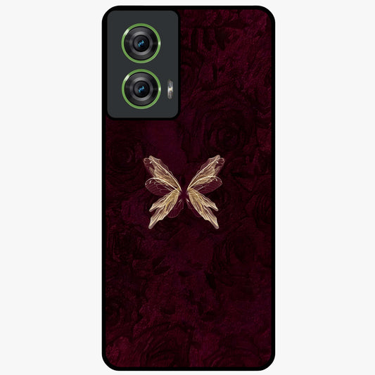 Crimson Fade Butterfly Glass Case showing flat back view with fading butterfly artwork and glossy glass finish.