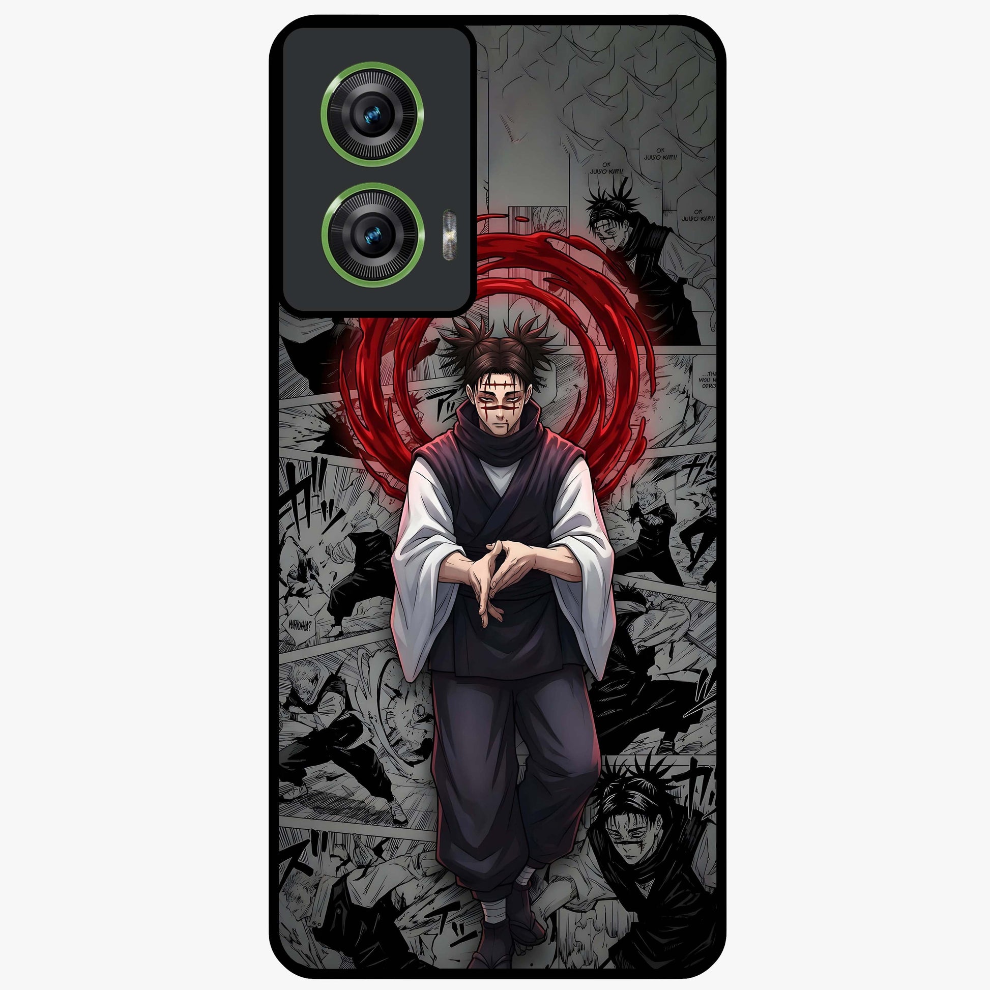 Cursed Ritual Ascension Glass Case showing flat back view with dark ritual themed artwork and glossy glass finish.