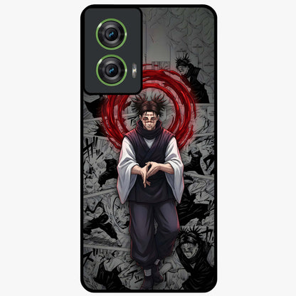 Cursed Ritual Ascension Glass Case showing flat back view with dark ritual themed artwork and glossy glass finish.