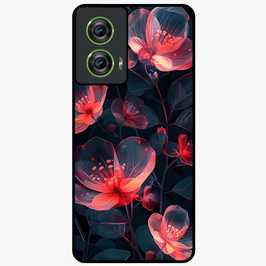 Dark Shade of Flower Glass Case showing flat back view with elegant dark floral artwork and glossy glass finish.