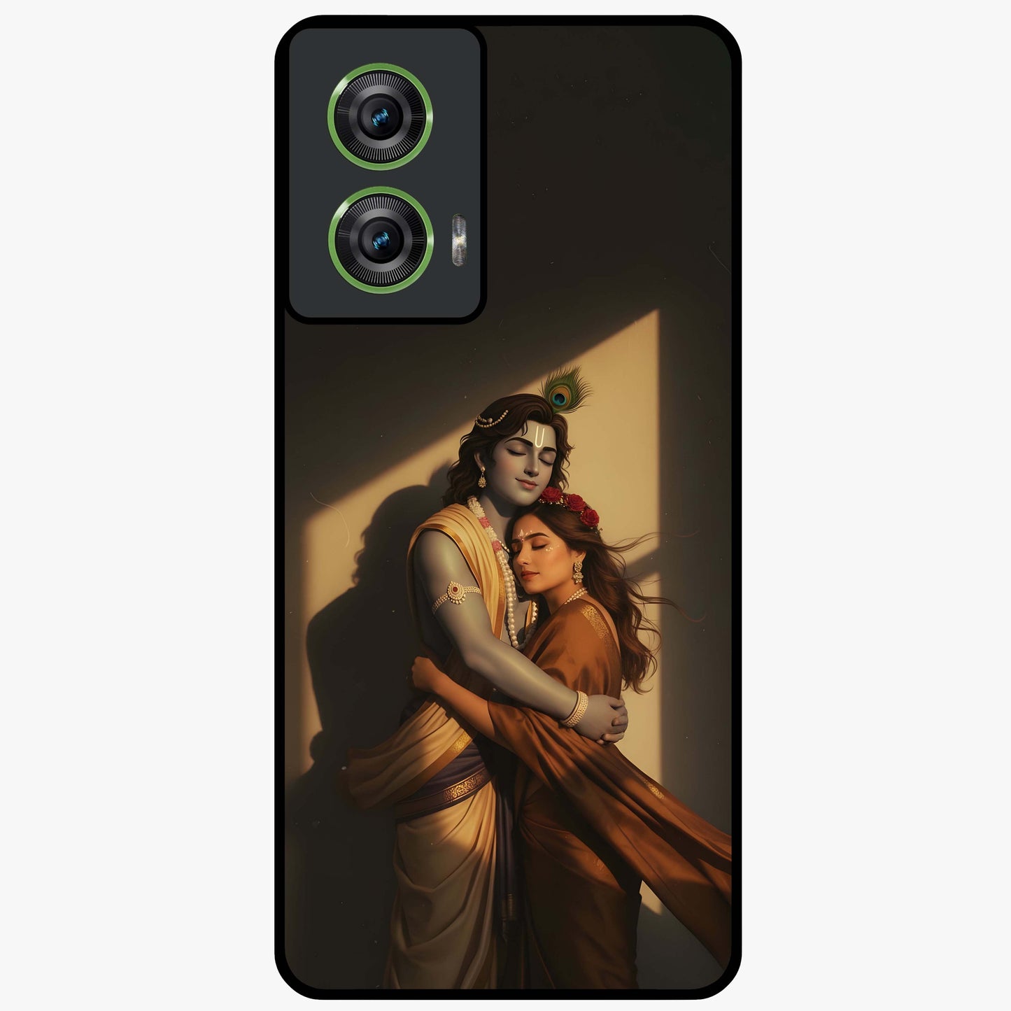 Divine Eternal Love Glass Case showing flat back view with spiritual love themed artwork and glossy glass finish.