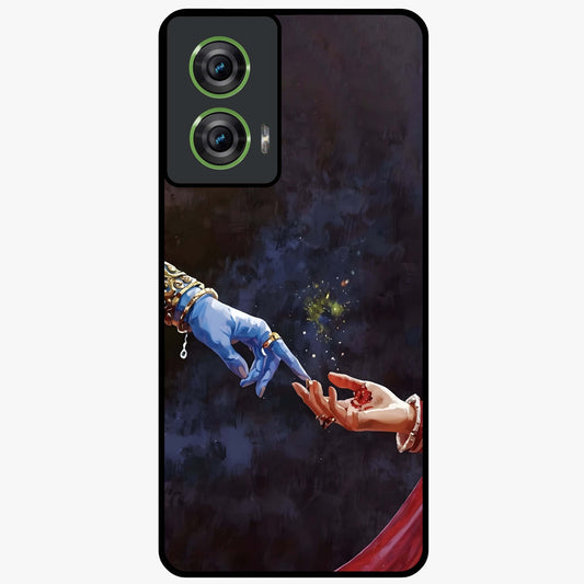 Divine Touch Eternal Glass Case showing flat back view with spiritual themed artwork and glossy glass finish.