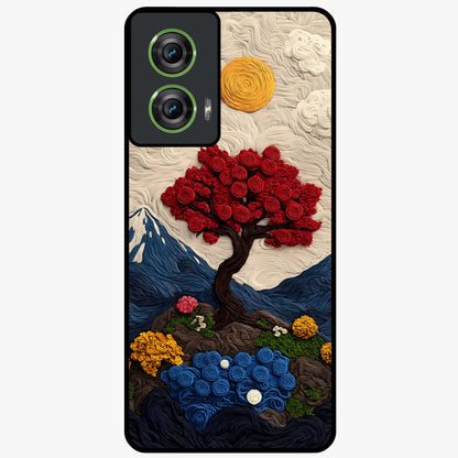 Eternal Nature Tapestry Glass Case showing flat back view with intricate nature tapestry artwork and glossy glass finish.