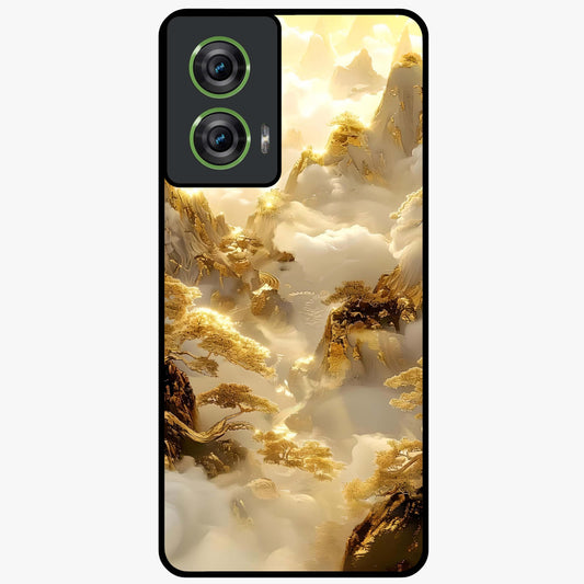 Gates Of Illumination Glass Case showing flat back view with mystical illuminated gate artwork and glossy glass finish.