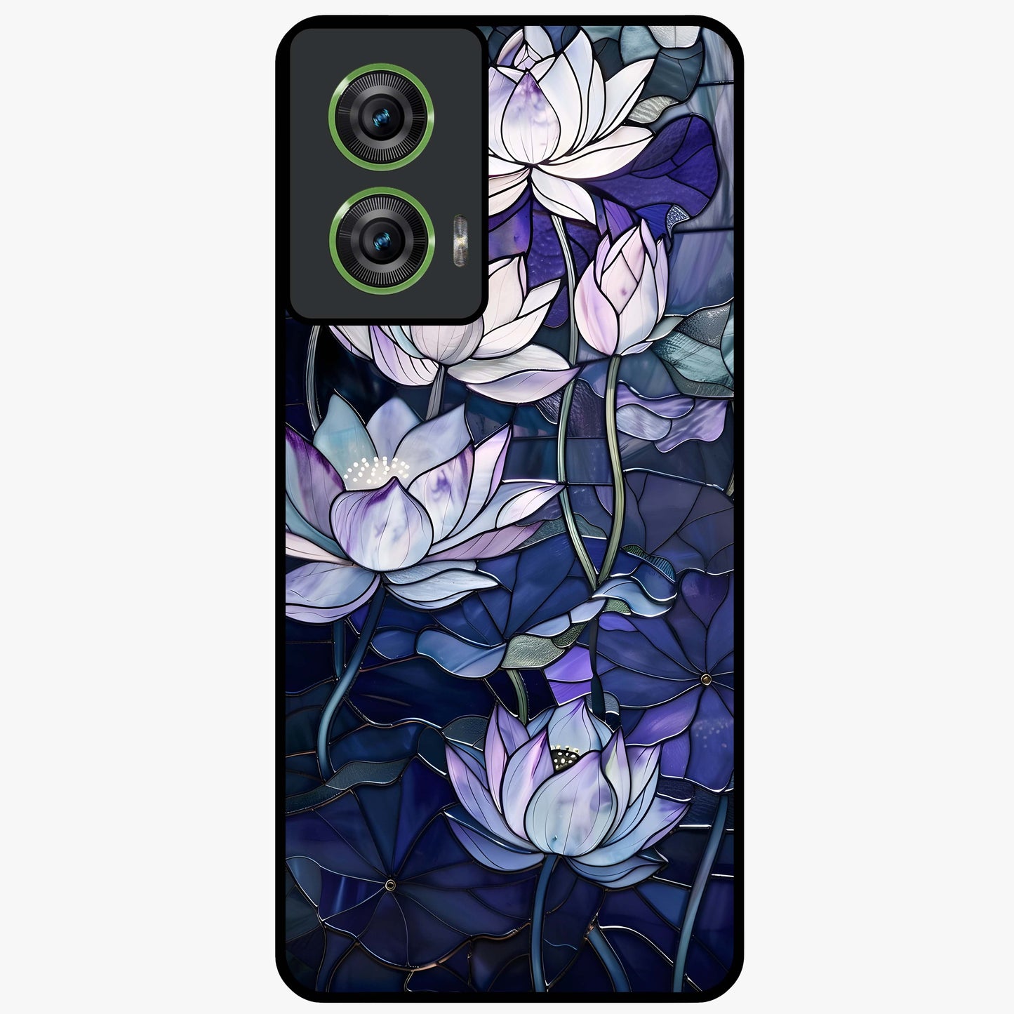 Gloss Petal Rush Glass Case showing flat back view with glossy flower petal artwork and smooth glass finish.