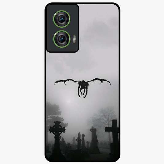 Graveyard Shadow Descent Glass Case showing flat back view with dark graveyard themed artwork and glossy glass finish.