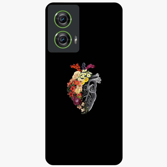 Heart With Flowers Glass Case showing flat back view with heart shaped floral artwork and glossy glass finish.