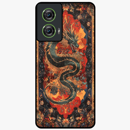 Inferno Dragon Soul Glass Case showing flat back view with fiery dragon artwork and glossy glass finish.