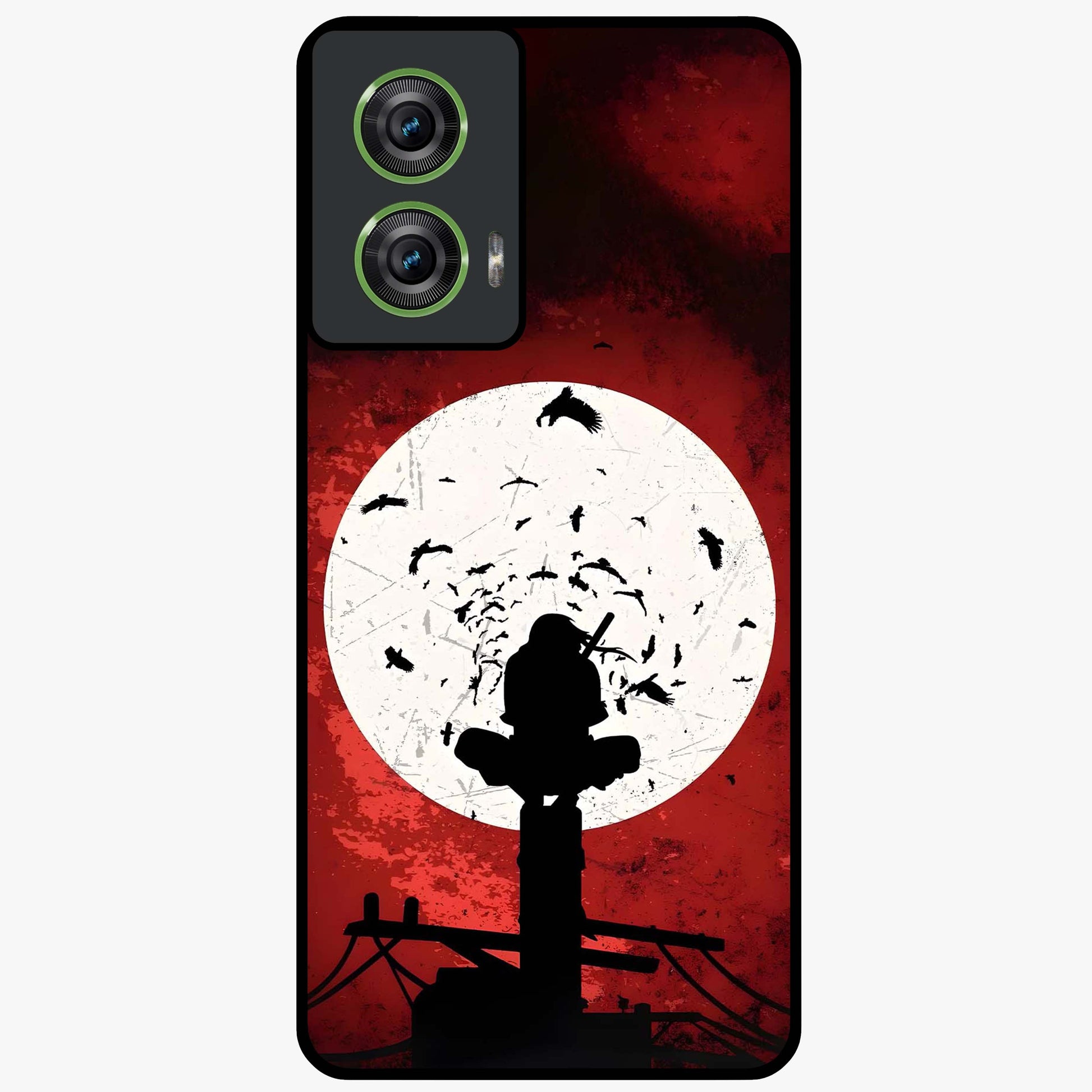 Itachi Limited Edition Naruto Anime Glass Case showing flat back view with iconic anime character artwork and glossy glass finish.