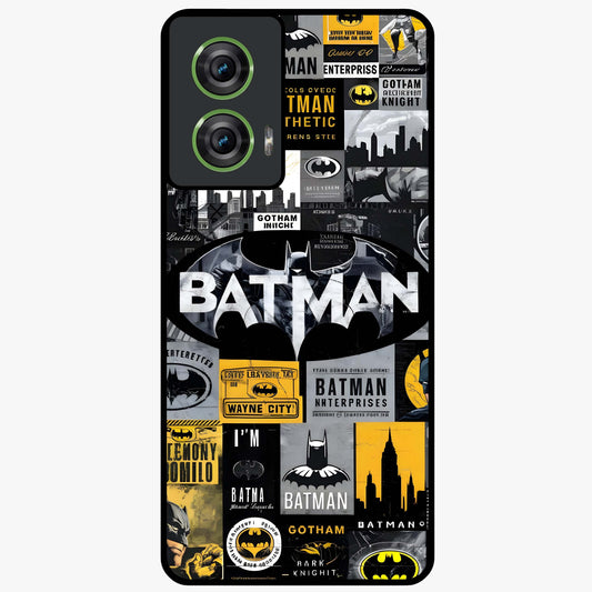 Knight Gotham Rise Glass Case showing flat back view with dark hero inspired artwork and glossy glass finish.