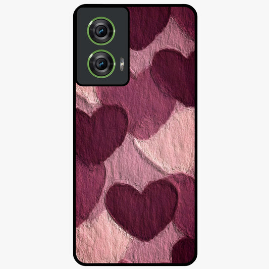 Layered Paper Hearts Glass Case showing flat back view with layered paper heart artwork and glossy glass finish.