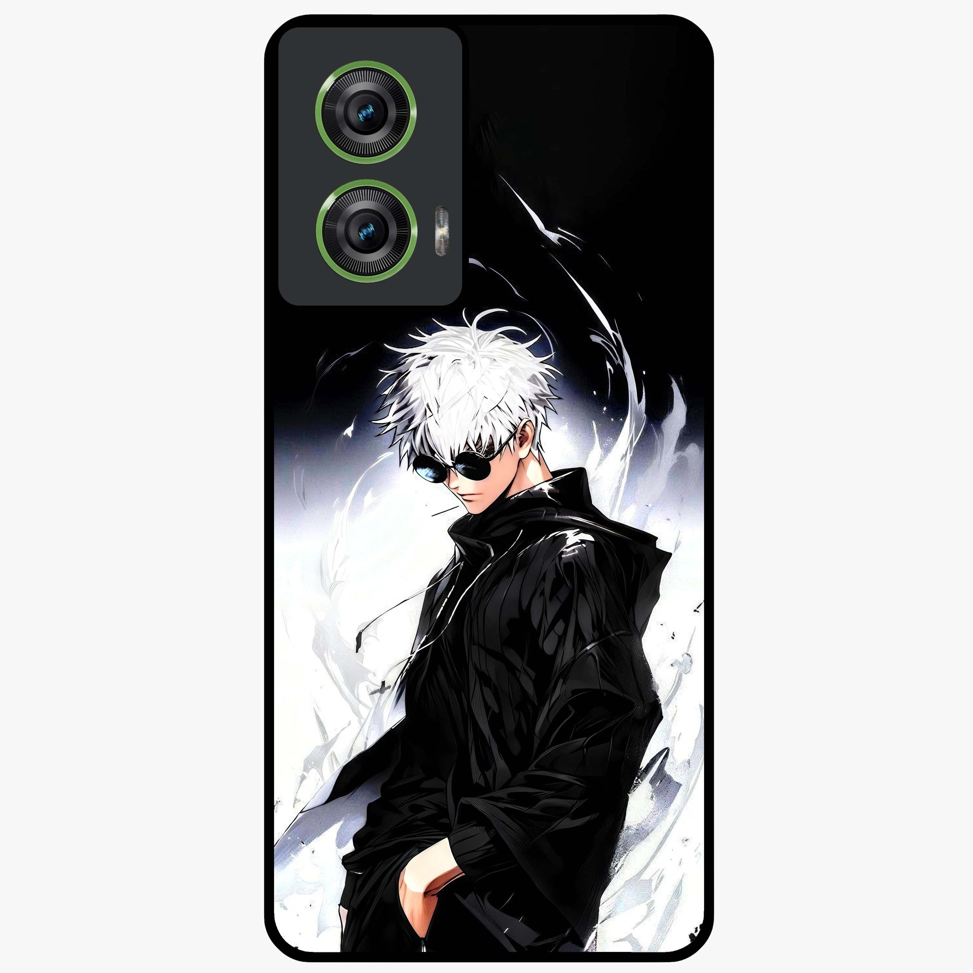 Limitless Shadow King Glass Case showing flat back view with powerful shadow warrior artwork and glossy glass finish.