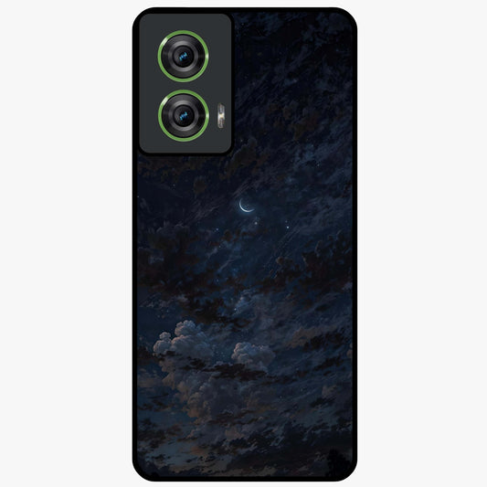Lunar Veil Silence Glass Case showing flat back view with mystical moon veil artwork and glossy glass finish.