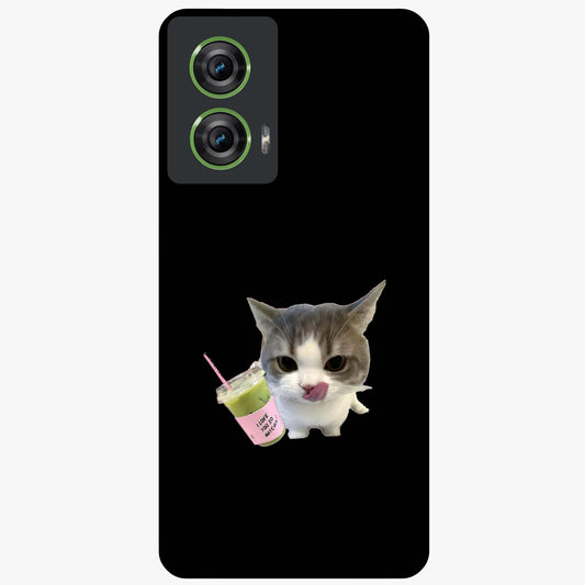 Matcha Cat Style Glass Case showing flat back view with cute matcha themed cat artwork and glossy glass finish.