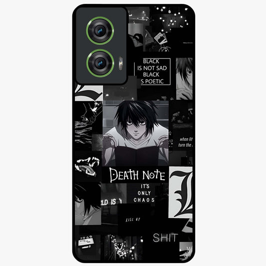 Midnight Chaos Mind Glass Case showing flat back view with abstract dark themed artwork and glossy glass finish.