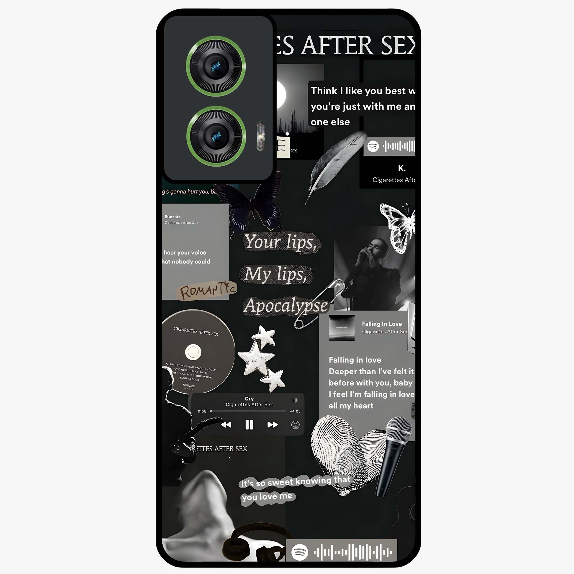 Midnight Love Echo Glass Case showing flat back view with romantic midnight themed artwork and glossy glass finish.