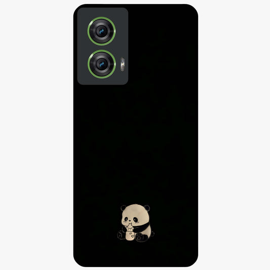Midnight Panda Love Glass Case showing flat back view with cute panda themed artwork and glossy glass finish.