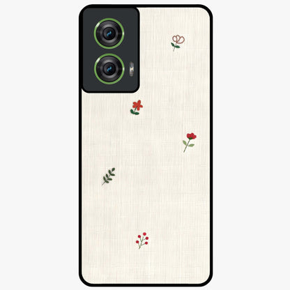 Minimal Petal Whispers Glass Case showing flat back view with soft minimal floral artwork and glossy glass finish.