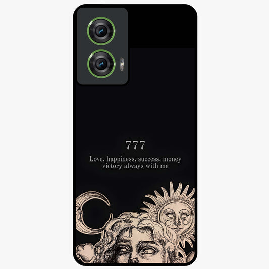 Mystic Victory Aura Glass Case showing flat back view with victory symbol artwork and glossy glass finish.