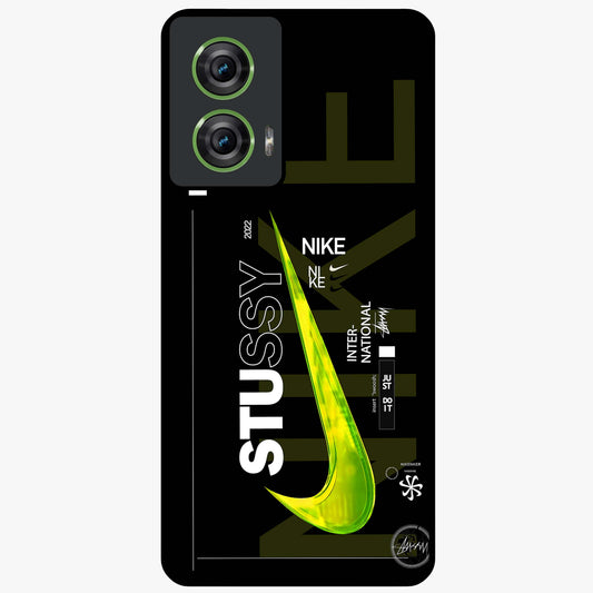 Neon Street Edition Glass Case showing flat back view with neon street style artwork and glossy glass finish.