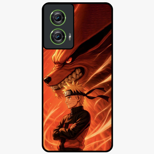 Nine Tails Legacy Glass Case showing flat back view with powerful nine-tailed fox inspired artwork and glossy glass finish.
