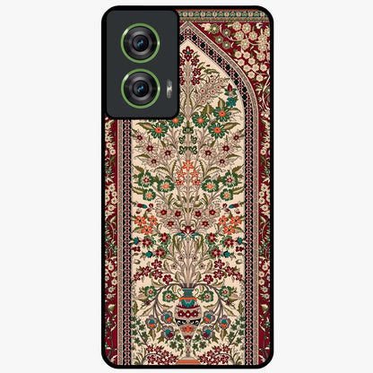 Persian Inspired Glass Case showing flat back view with ornate Persian style pattern artwork and glossy glass finish.