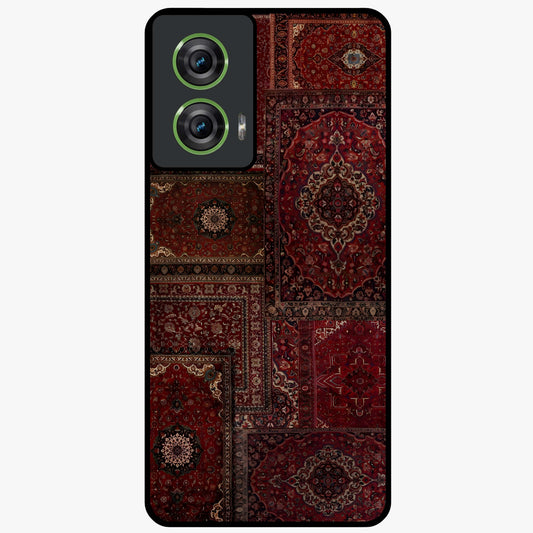 Persian Velvet Tale Glass Case showing flat back view with luxurious Persian velvet pattern artwork and glossy glass finish.