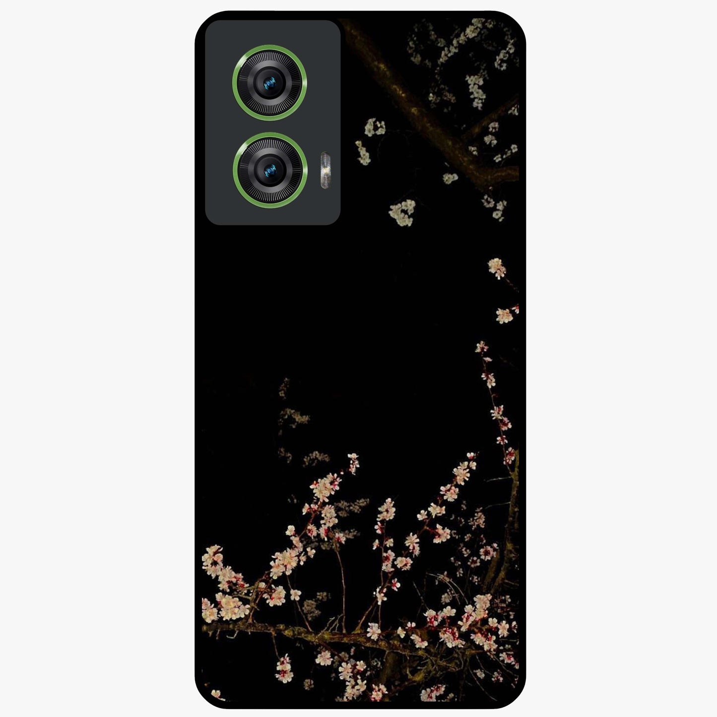 Petal Moon Light With Custom Name Glass Case showing flat back view with floral moonlight artwork and personalized name design.