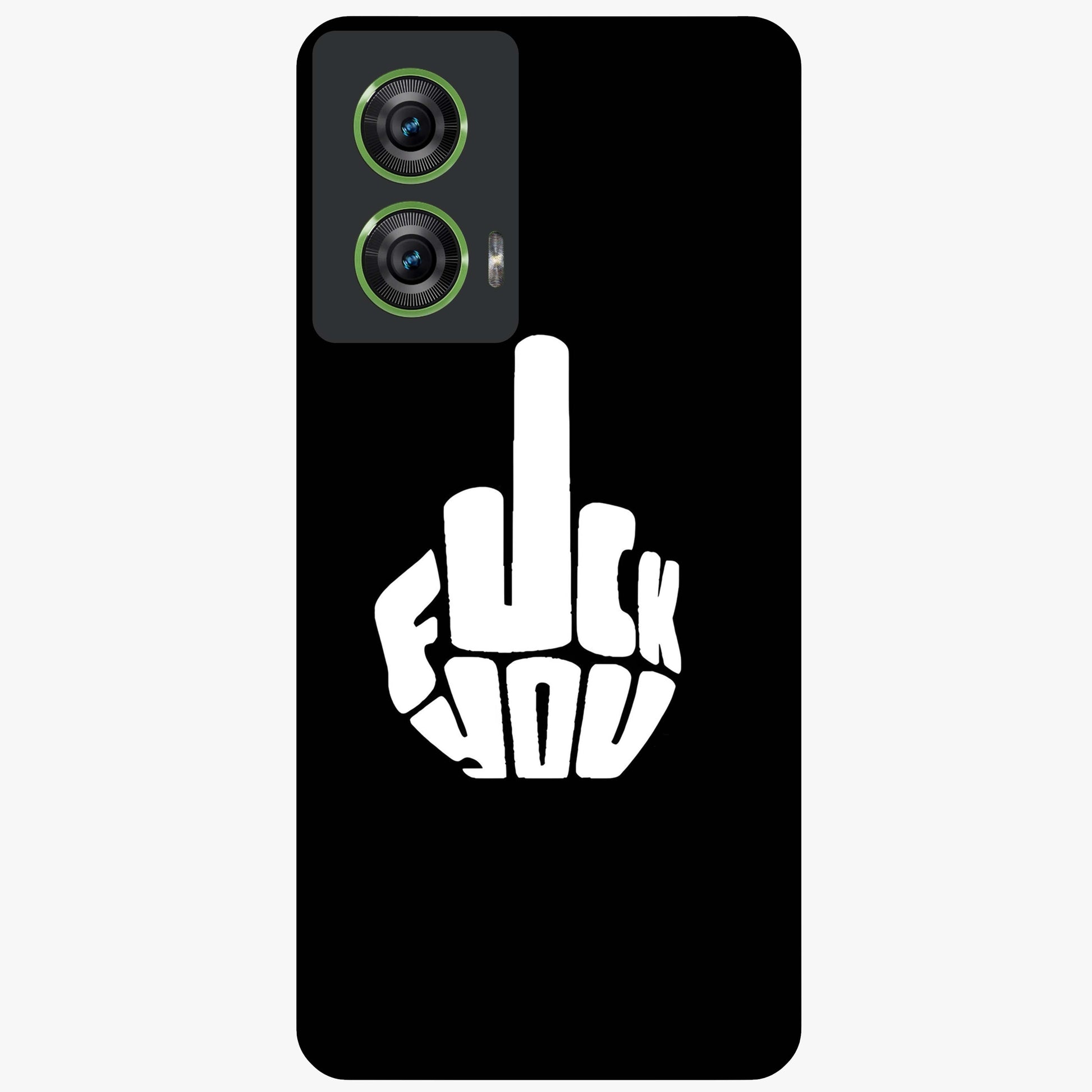 Rebel Mode On Glass Case showing flat back view with bold rebellious typography artwork and glossy glass finish.