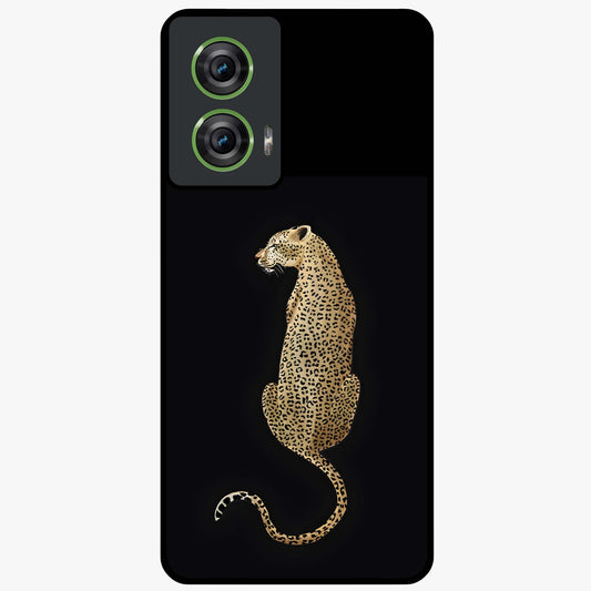 Regal Leopard Glass Case showing flat back view with bold leopard artwork and glossy glass finish.