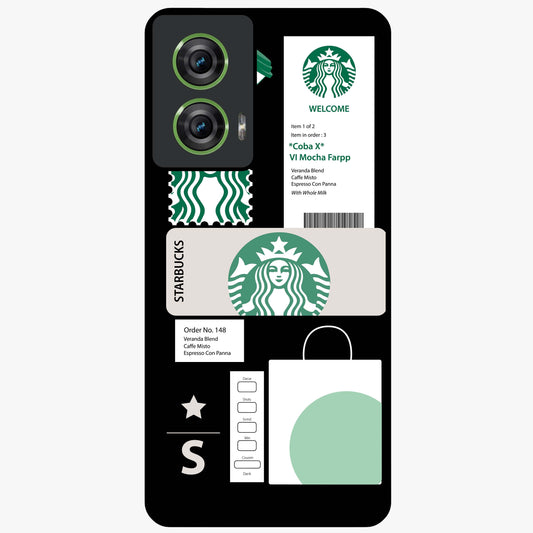 Starbucks Mocha Glass Case showing flat back view with coffee inspired artwork and glossy glass finish.