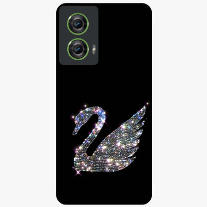 Starlit Swan Grace Glass Case showing flat back view with graceful swan artwork under starry sky and glossy glass finish.