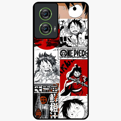 Strawhat Chaos Panels Glass Case showing flat back view with anime inspired chaos panel artwork and glossy glass finish.