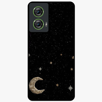Twinkle Star With Half Moon Glass Case showing flat back view with star and half moon artwork and glossy glass finish.